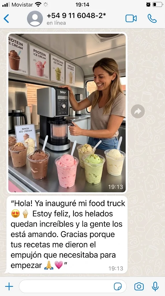Mensaje de una clienta compartiendo su experiencia con el recetario (4 de 4)