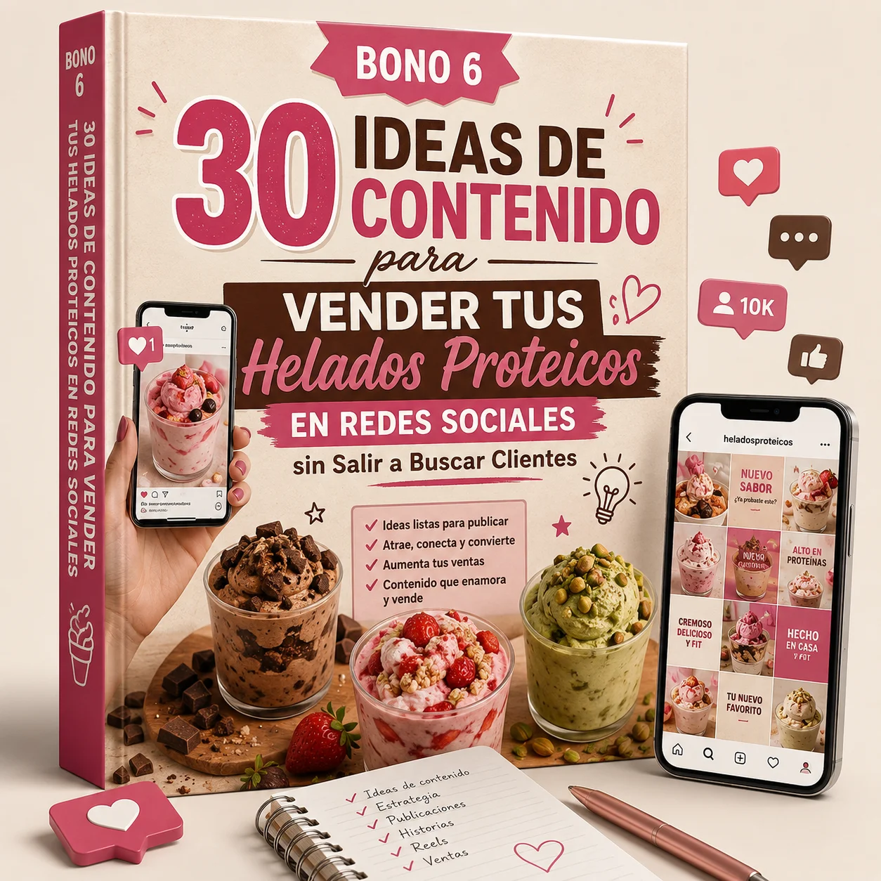 30 Ideas de Contenido para Vender tus Helados Proteicos en Redes Sociales