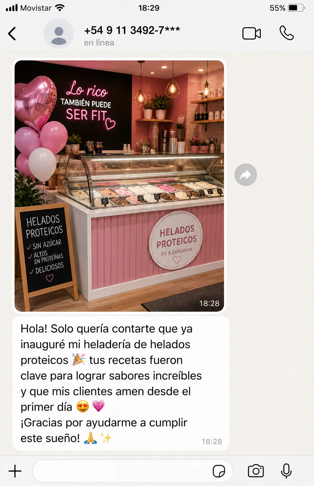 Mensaje de una clienta compartiendo su experiencia con el recetario (3 de 4)